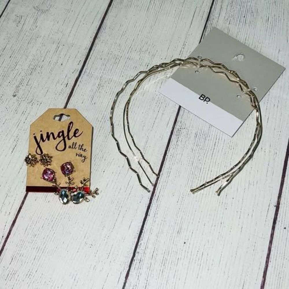 3pc Headband & Christmas 3 piece Earrings Set